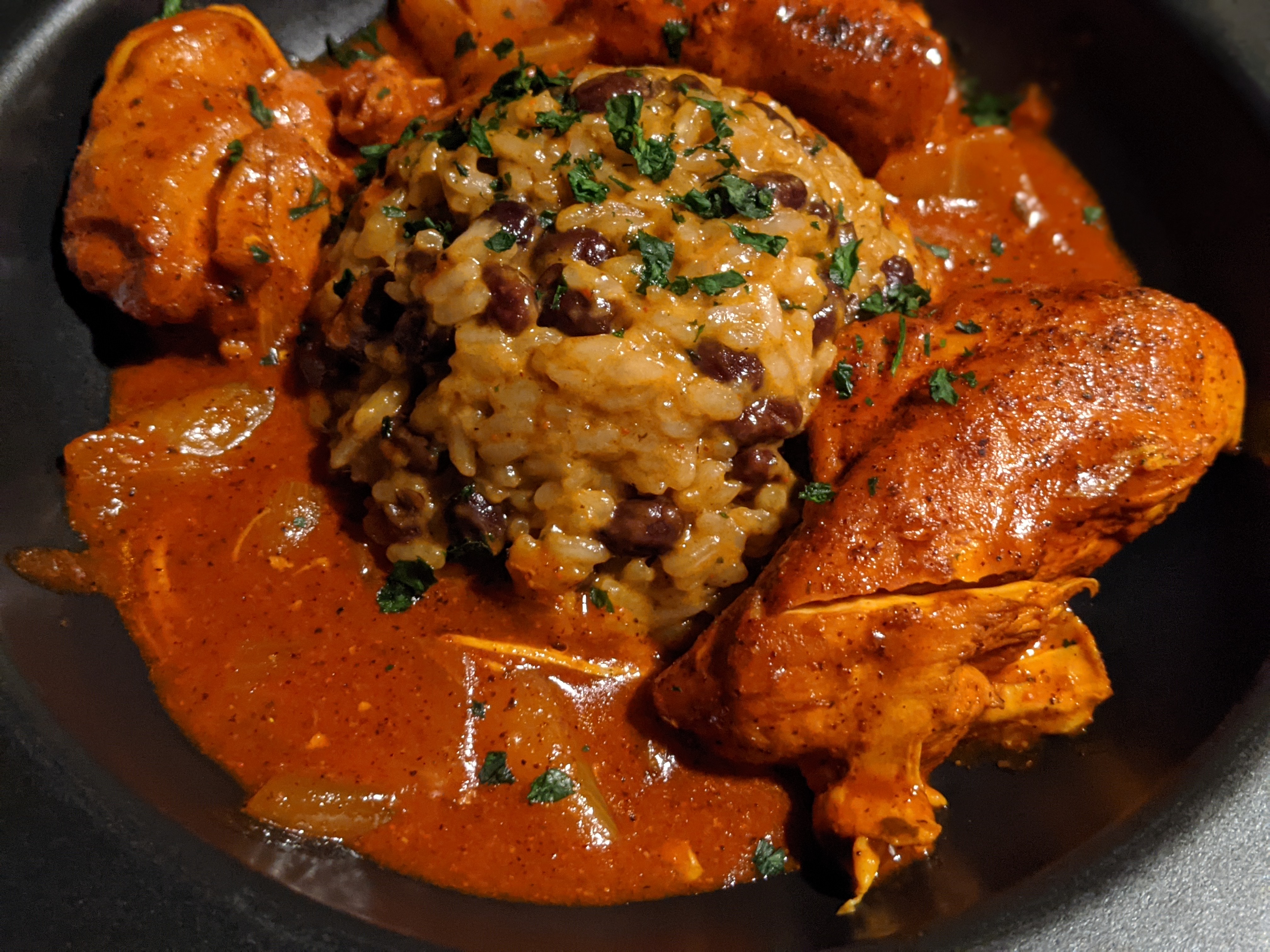 Belize Stewed Chicken & Benas & Rice-1